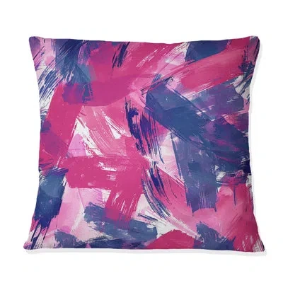 Design Art Pink Purple Brush Strokes - Modern Throw Pillow In Pink;purple