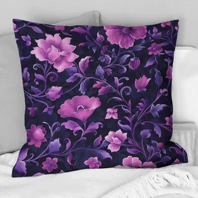 Design Art Pink Purple Secret Floral Gardens I - Traditional Throw Pillow In Pink;purple