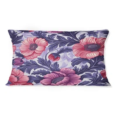 Design Art Pink Purple Secret Floral Gardens Ii - Traditional Lumbar Pillow In Pink;purple