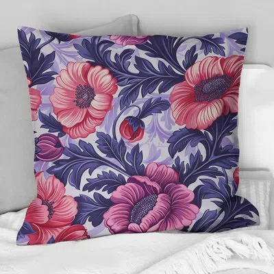 Design Art Pink Purple Secret Floral Gardens Ii - Traditional Throw Pillow In Pink;purple