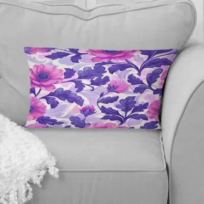 Design Art Pink Purple Secret Floral Gardens Iii - Traditional Lumbar Pillow In Pink;purple
