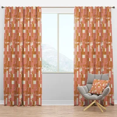 Design Art Pink Retro Abstract Design - Abstract Curtain - Velvet Room Darkening - 1 Panel