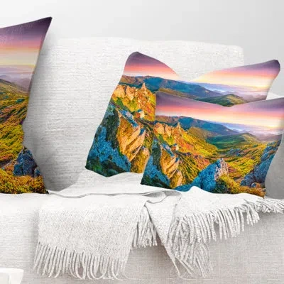 Design Art Pink Rhododendron Flowers - Landscape Printed Pillow