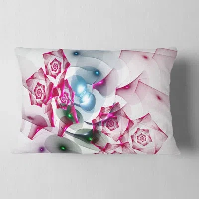 Design Art Pink Roses Fractal Design - Abstract Printed Pillow