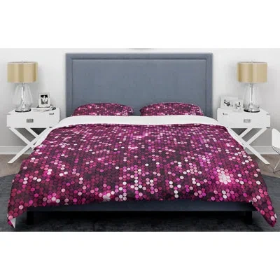 Design Art Pink Sparkle Glitter Mid-century Duvet Cover Set
