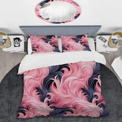 Design Art Pink Sphynx Spiral - Abstract Duvet Cover Set - Microfiber Polyester In Pink;purple