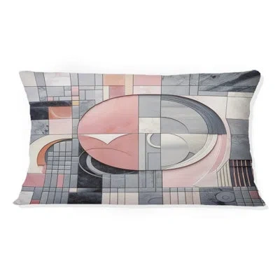 Design Art Pink Transcendent Angles Iii - Abstract Shapes Printed Throw Pillow In Gray;pink