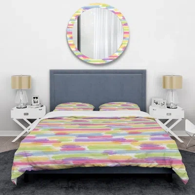 Design Art Pink/blue/purple Microfiber 2 Piece Duvet Cover Set In Pink,blue,purple