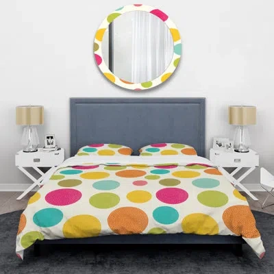 Design Art Pink/green/yellow Microfiber 3 Piece Duvet Cover Set In Ivory,pink,mint