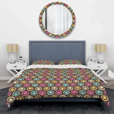 Design Art Pink/yellow Microfiber 3 Piece Duvet Cover Set In Blue;yellow;pink