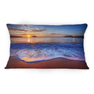 Design Art Placid Shore And Whimsical Clouds Ii -1 Nautical & Coastal Printed Throw Pillow