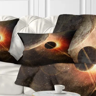Design Art Planet With Rings - Landscape Printed Throw Pillow