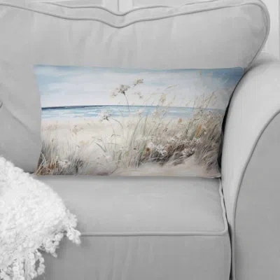 Design Art Plant Beauty On The Beach - Plants Printed Throw Pillow In Blue;beige