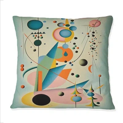 Design Art Playful Imaginary Landscapes Ii - Abstract Geometric Printed Throw Pillow In Blue;green
