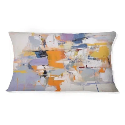 Design Art Poetic Expressionism In Purple And Orange - Abstract Collages Printed Throw Pillow In Orange;purple