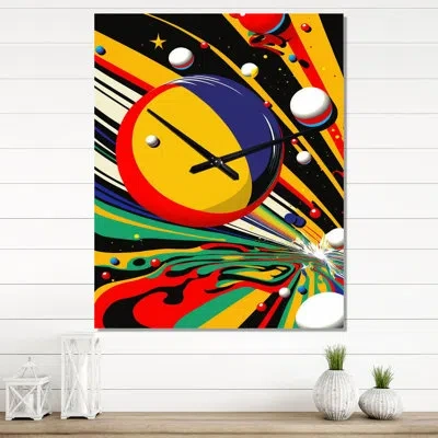 Design Art Pop Art Solar System Ii - Modern Geometric Very Large Wall Clocks In Multi-color