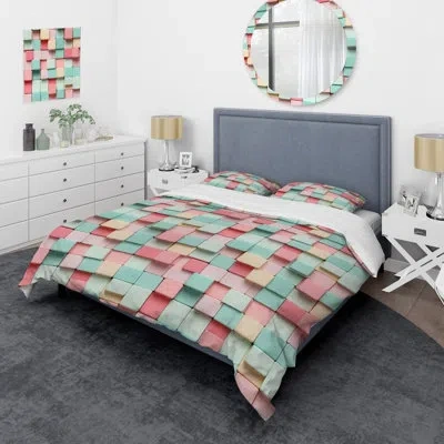 Design Art Popart Candyland Blocks Ii Duvet Cover Set In Pink