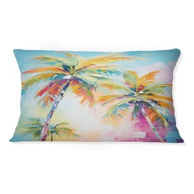 Design Art Popart Palm Trees Iii - Palms & Palm Trees Printed Throw Pillow In Multi-color