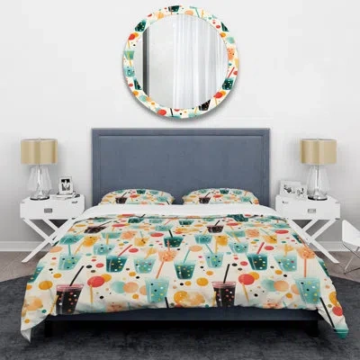 Design Art Popart Soda Spots For Teenagers Room Duvet Cover Set In Green;peach
