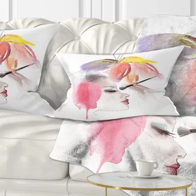 Design Art Portrait Eye Lash Face Woman Cosmetic Lumbar Pillow