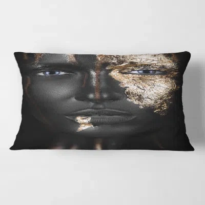 Design Art Portrait Of A African American Girl With Makeup Rectangular Pillow Cover & Insert