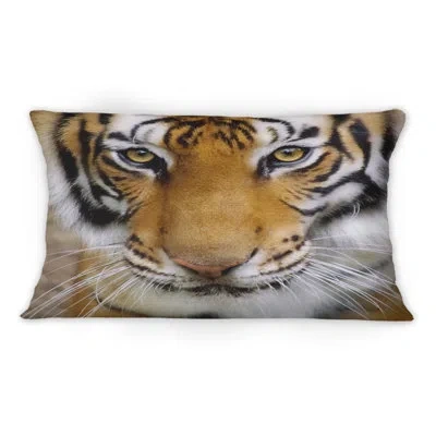 Design Art Portrait Of A Tigers Face -1 Traditional Printed Throw Pillow