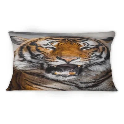 Design Art Portrait Of A Tigers Face I -1 Traditional Printed Throw Pillow