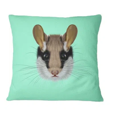 Design Art Portrait Of Garden Dormouse - Traditional Printed Throw Pillow In Brown;green
