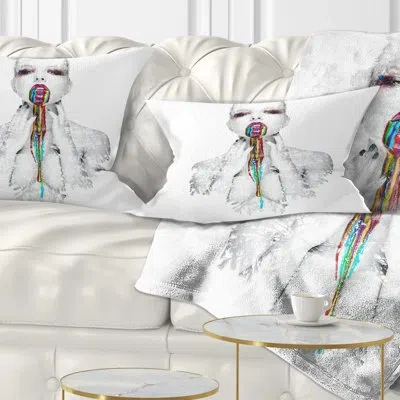 Design Art Portrait Woman With Creative Bright Make Up Lumbar Pillow