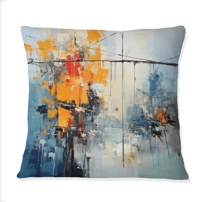 Design Art Power Lines Abstract Currents - Power Lines Printed Throw Pillow In Yellow