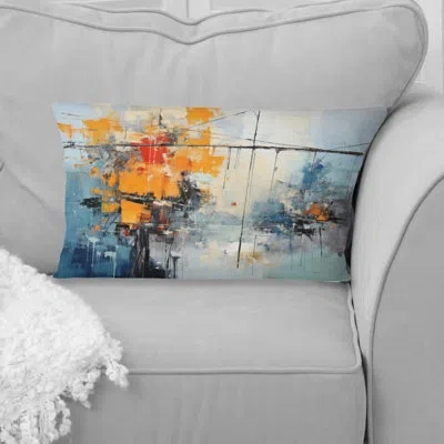 Design Art Power Lines Abstract Currents - Power Lines Printed Throw Pillow In Yellow