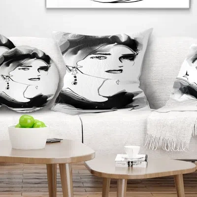 Design Art Pretty Woman Black - Portrait Printed Pillow