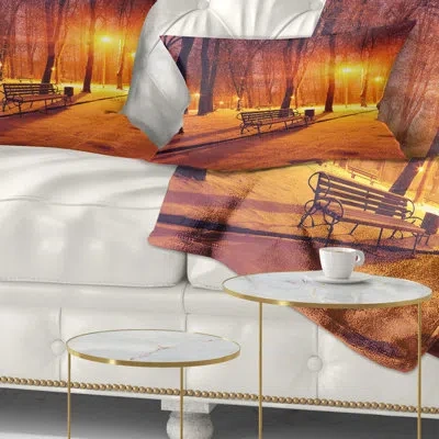Design Art Printed Benches Covered In Winter Snow Lumbar Pillow