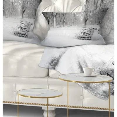 Design Art Printed Benches In Park Covered With Snow Lumbar Pillow