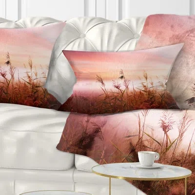 Design Art Printed Foggy Land With Early Morning Mist Lumbar Pillow