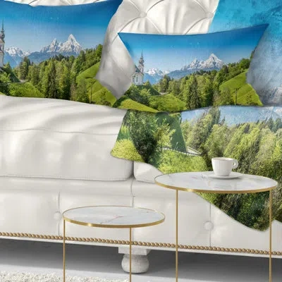 Design Art Printed Mountain View Of Bavarian Alps Lumbar Pillow