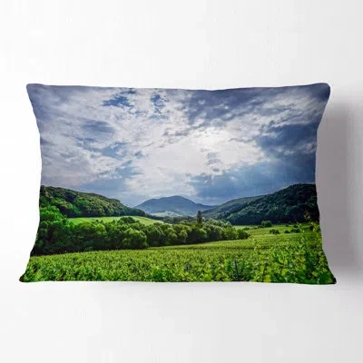 Design Art Printed Thunderstorm Weather Over Vineyards Lumbar Pillow