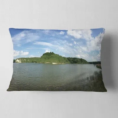 Design Art Printed Wide Lake Trees Sky Landscape Lumbar Pillow