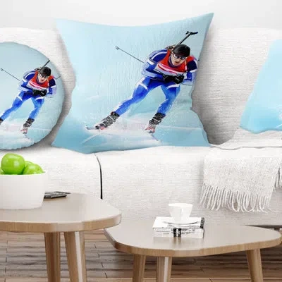 Design Art Professional Male Skier - Portrait Printed Pillow
