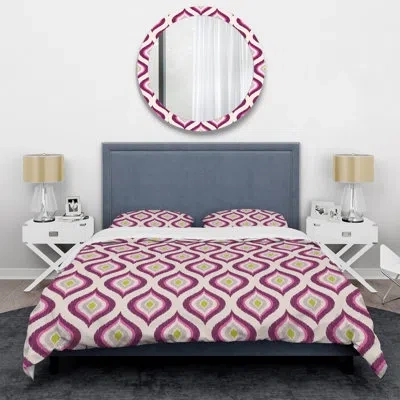 Design Art Purple Abstract Pattern - Patterned Duvet Cover Set In Pink;purple;cream