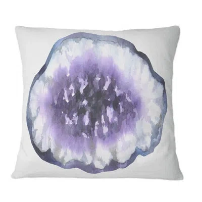 Design Art Purple Amethyst Crystal - Modern Printed Throw Pillow In White;purple