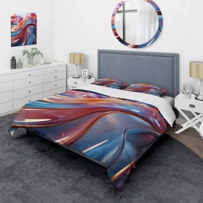 Design Art Purple And Blue Fractal Elegance I - Abstract  Fractal Duvet Cover Set In Colorful