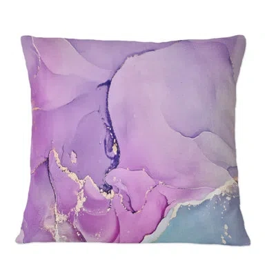 Design Art Purple And Blue Liquid Fuchia Art I - Modern Printed Throw Pillow In Blue;purple