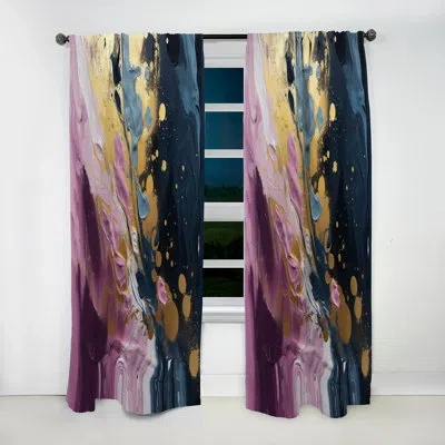 Design Art Purple And Blue Movements In Paint Iii - Abstract Blackout Curtain - 1 Panel In Blue;purple