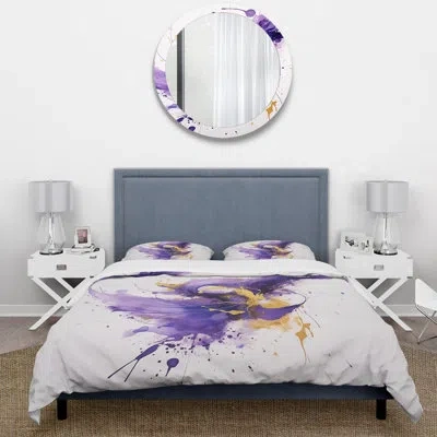 Design Art Purple And Gold Splash - Fractals Duvet Cover Set