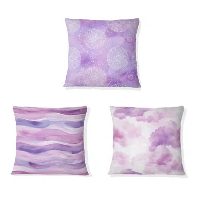 Design Art Purple And White Boho Mandala - Modern White Printed Throw Pillow In Purple;white