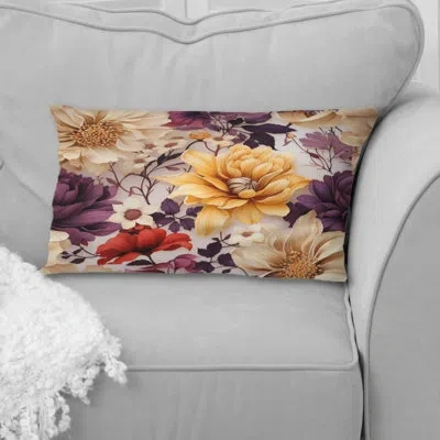 Design Art Purple And Yellow Flower Garden Sunshine - Floral Polyester Pillow In Yellow;purple