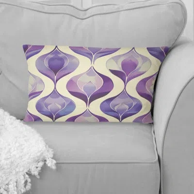 Design Art Purple Beige Midcentury Ogee - Midcentury Lumbar Pillow In Beige;purple