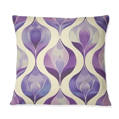 Design Art Purple Beige Midcentury Ogee - Midcentury Throw Pillow In Beige;purple