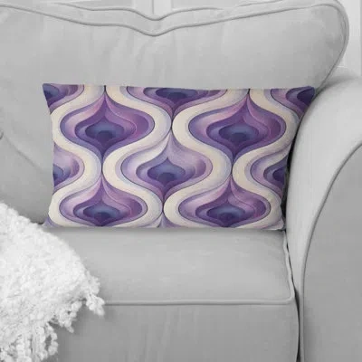 Design Art Purple Beige Quatrefoil Elegance - Midcentury Lumbar Pillow In Beige;purple